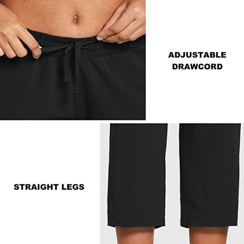 COPY - Women's Capri Pants Casual Summer Cotton Yoga Wide Leg((S/M/XL) BLACK - Picture 5 of 7